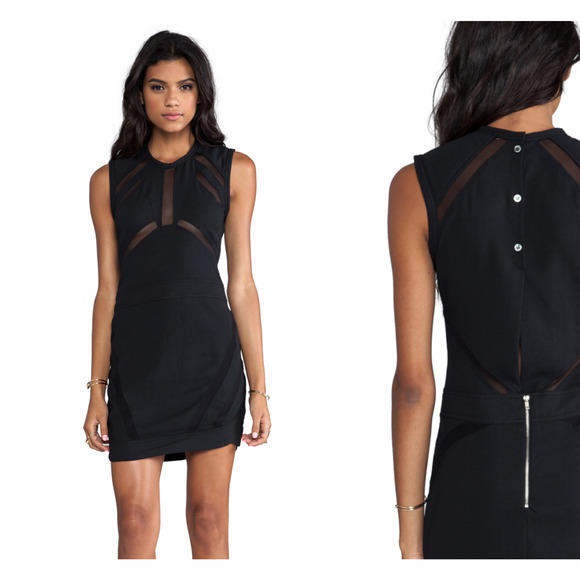 IRO Women's Sleeveless Sheath Dress Black Sheer Panel Size 38 - Picture 1 of 11